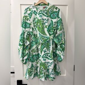 NWT Staud Carolina Ruffle Mini Dress in the Butterfly Paisley